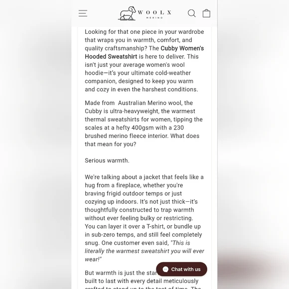 NWOT WOOLX Cubby Merino Hooded Sweatshirt Brown M - Picture 13 of 14